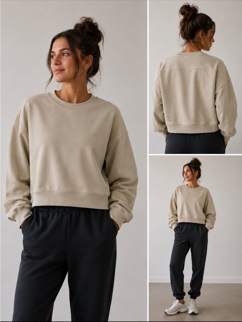 Lululemon Softstreme Crop Sweatshirt Tan M/L